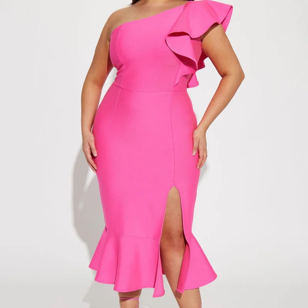 Pink One-Shoulder Dress